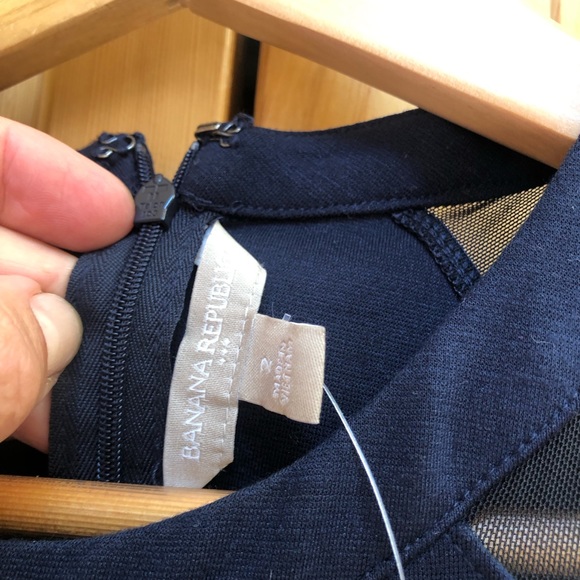 BANANA REPUBLIC Sheath Mesh Dress Sleeveless Dark Blue Size 2 NEW $109 - Picture 4 of 6